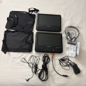 Insignia Dual Screen Portable DVD Players 9" NS-D9PDVD15 TESTED Works! w/ Cords!